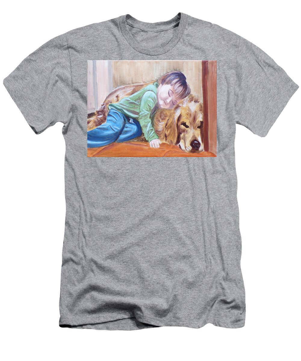Pets T-Shirt featuring the painting Doggy Pillow by Kathie Camara