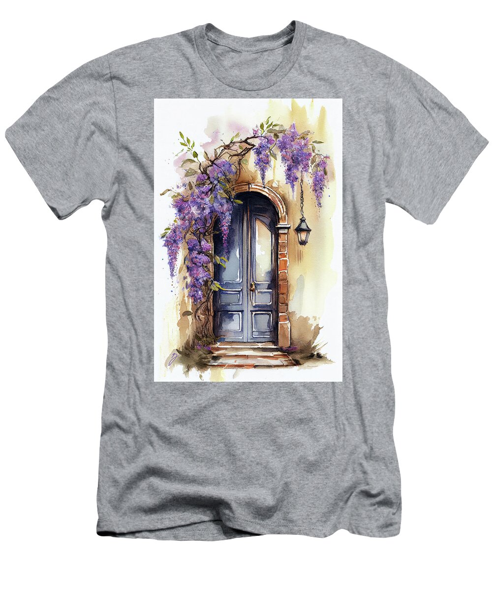 Watercolor T-Shirt featuring the painting Doorway of Delight by Greg Collins