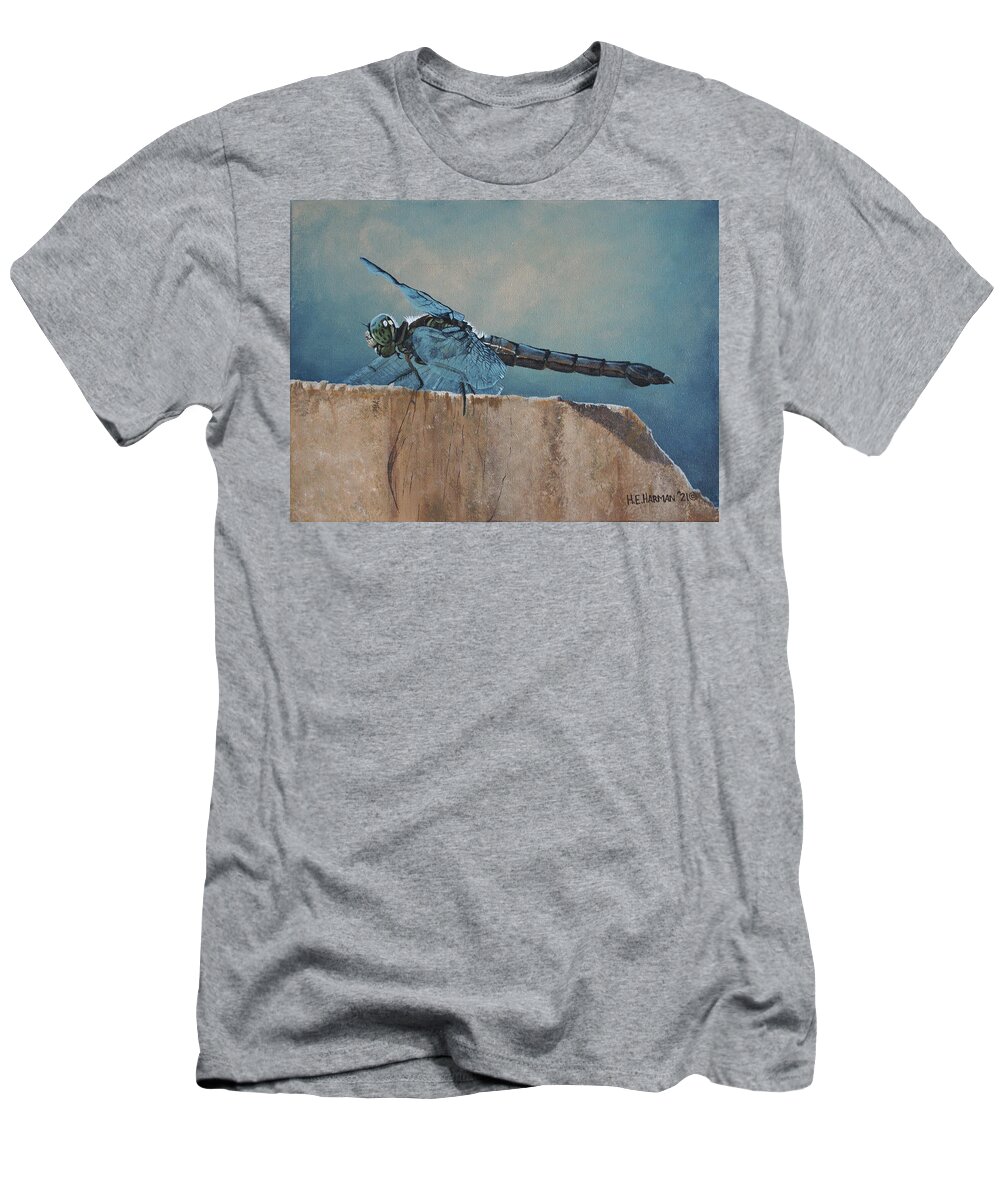 Dragonfly T-Shirt featuring the painting Dragonfly by Heather E Harman