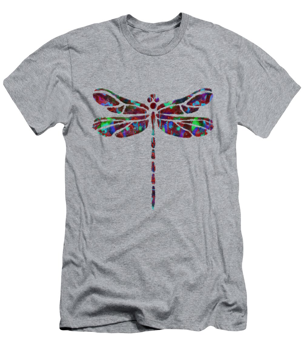  T-Shirt featuring the mixed media Dragonfly silhouette 3 by Eileen Backman