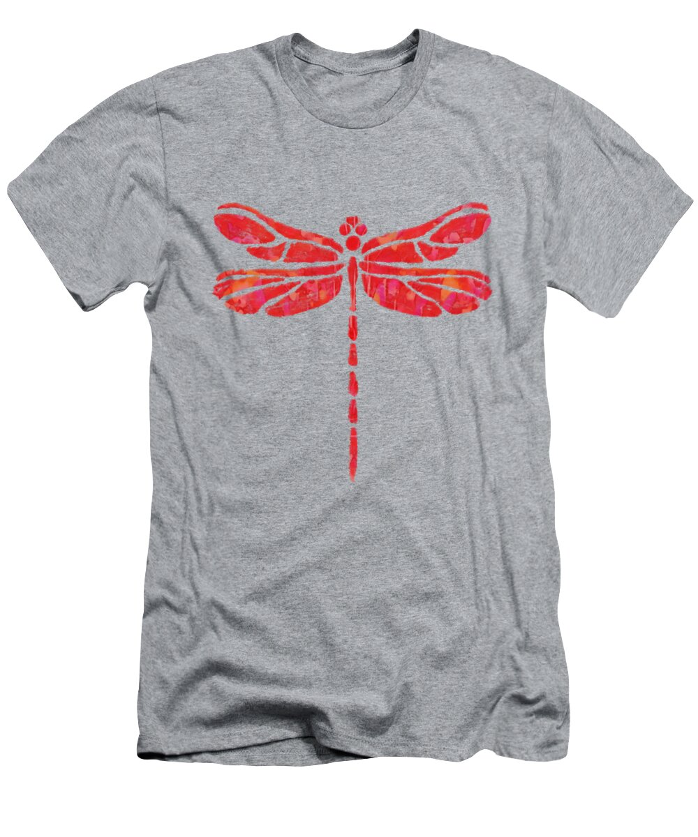 Dragonfly T-Shirt featuring the mixed media Dragonfly silhouette 4 by Eileen Backman