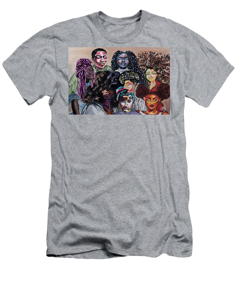 Diversity T-Shirt featuring the painting Dream a World by Chiquita Howard-Bostic