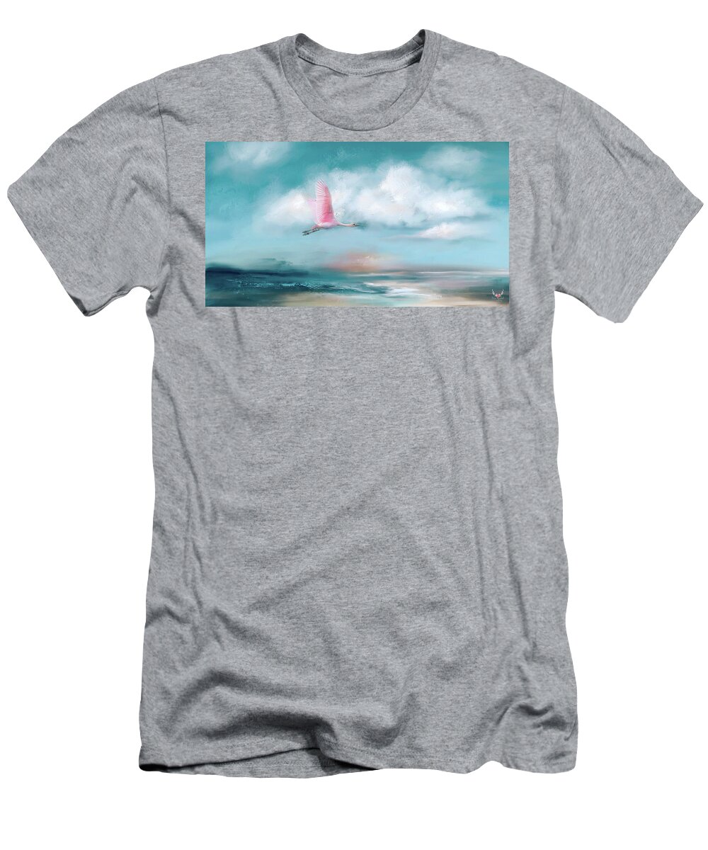 Roseate Spoonbill T-Shirt featuring the photograph Dreamy Flight by Pam Rendall