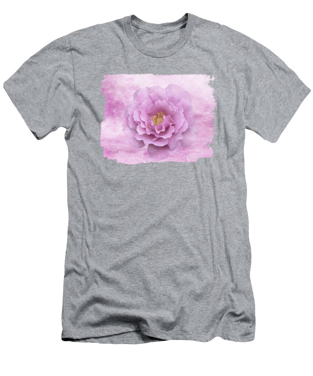 Pink Rose T-Shirt featuring the mixed media Dreamy Pink Rose by Elisabeth Lucas