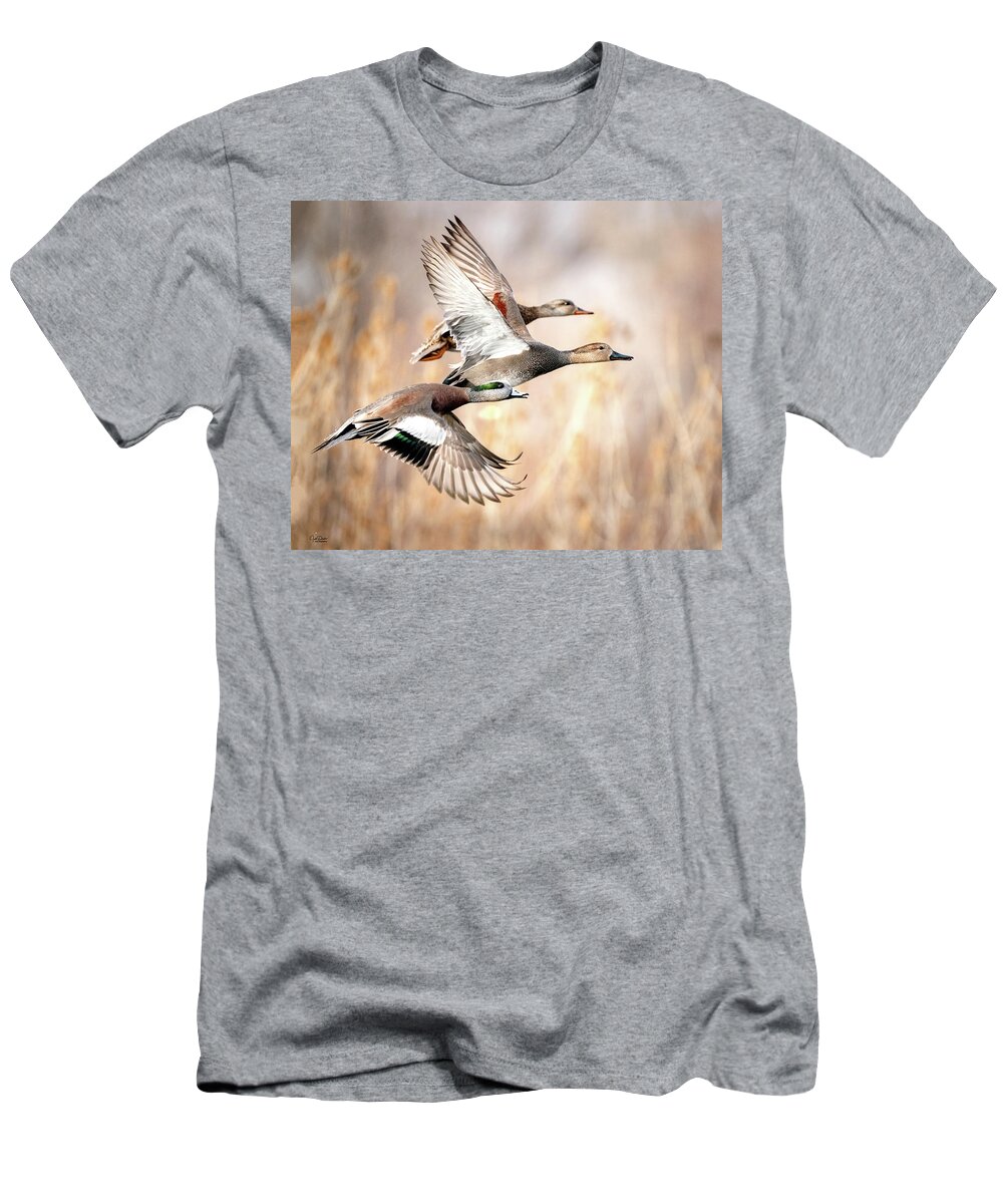 Ducks T-Shirt featuring the photograph Duck Flyaway by Judi Dressler