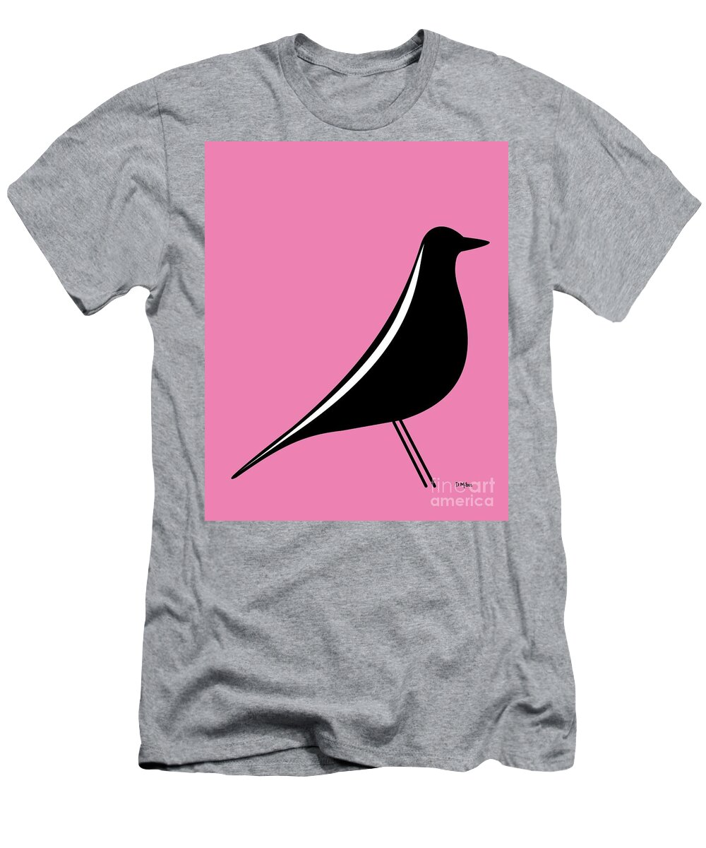 Mid Century Modern T-Shirt featuring the digital art Eames House Bird on Pink by Donna Mibus