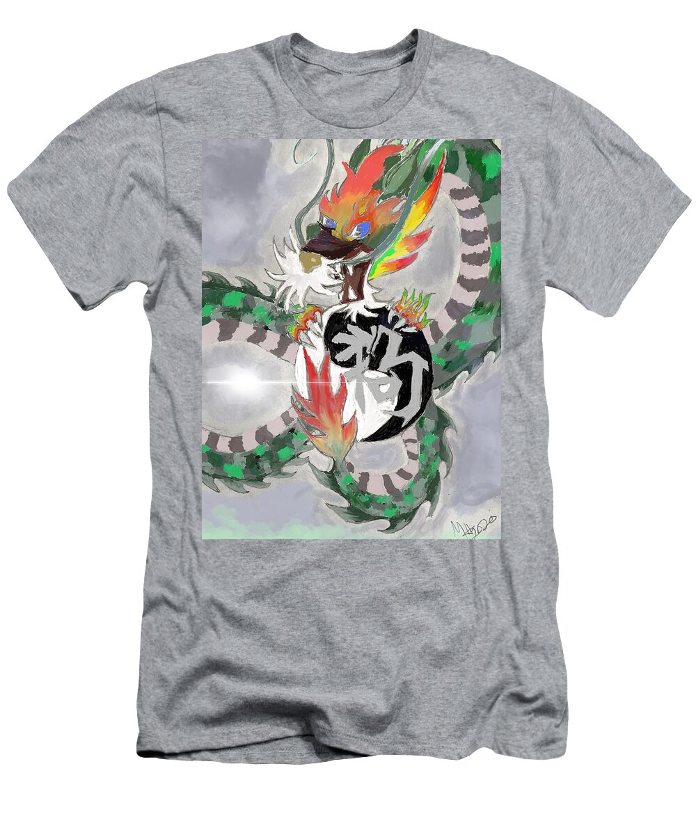 Dragon T-Shirt featuring the drawing Earth Dragon by Michelle Hoffmann