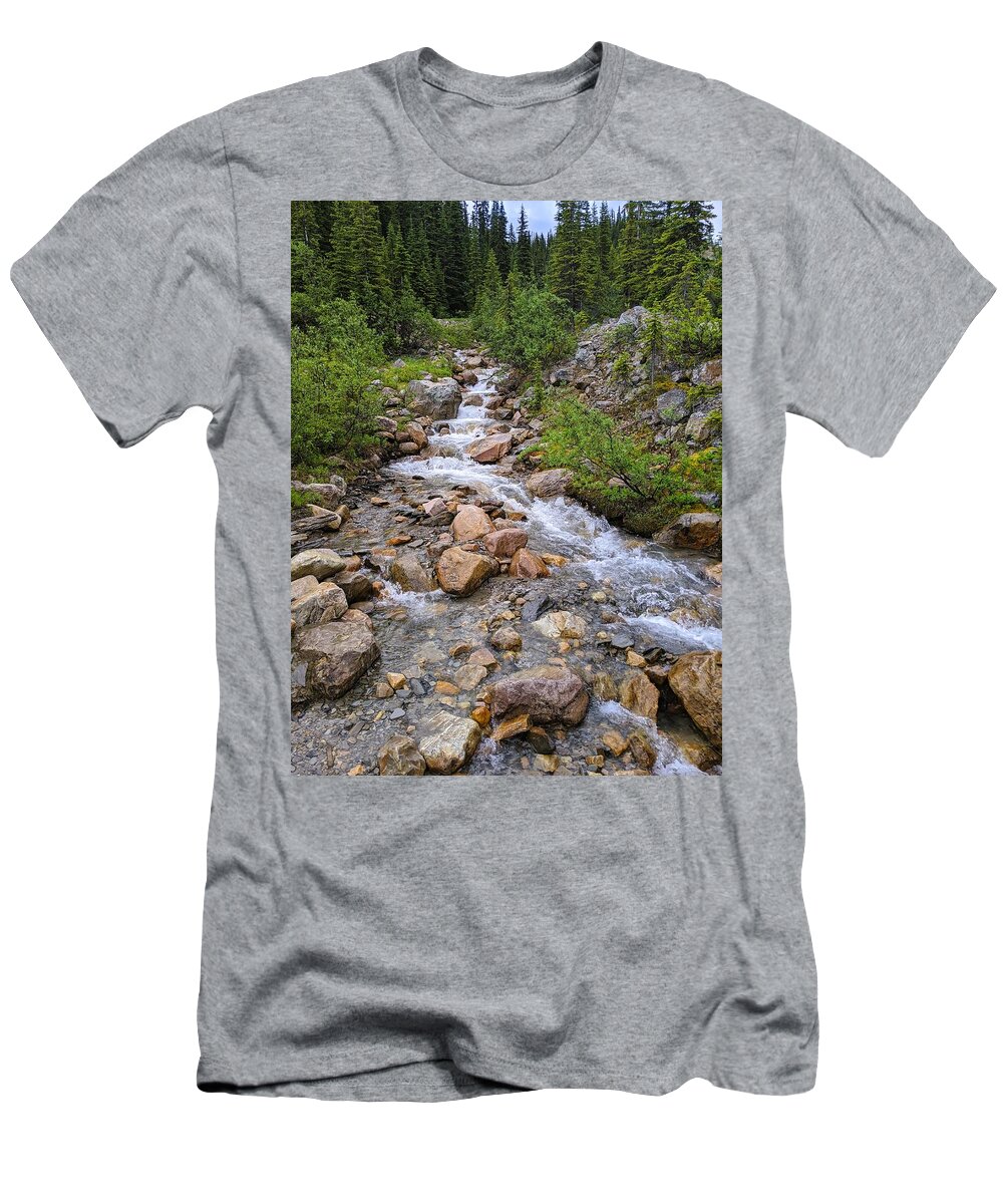 Mountain Stream T-Shirt featuring the photograph Edith Cavell stream by Lisa Mutch