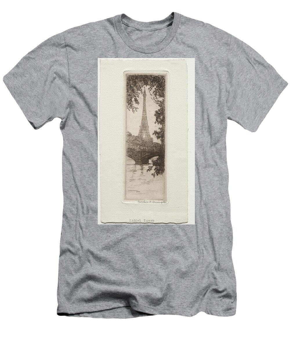 Background T-Shirt featuring the painting Eiffel Tower, Paris 20th century Caroline Helena Armingto by MotionAge Designs