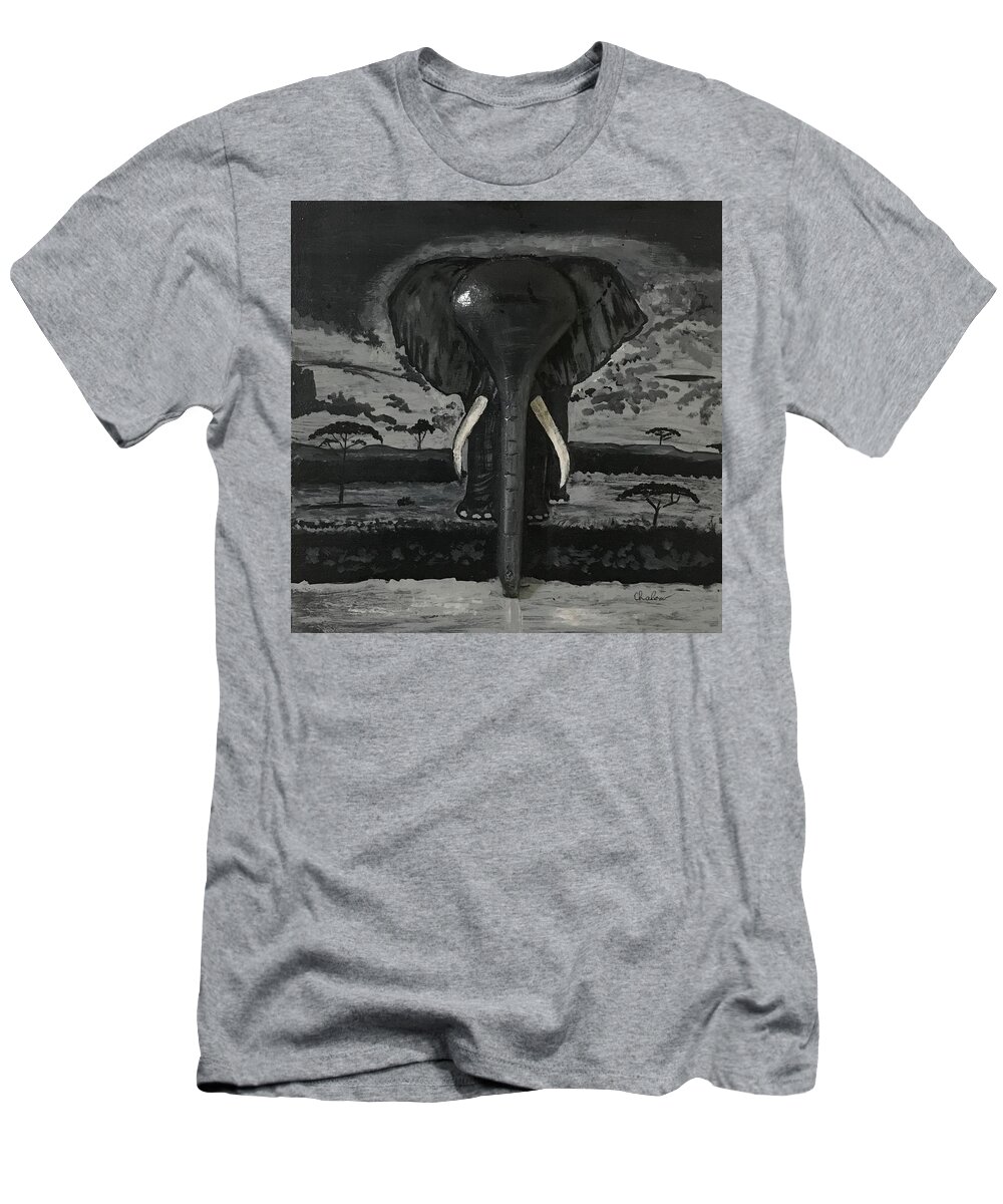  T-Shirt featuring the painting Elephant Glory by Charles Young