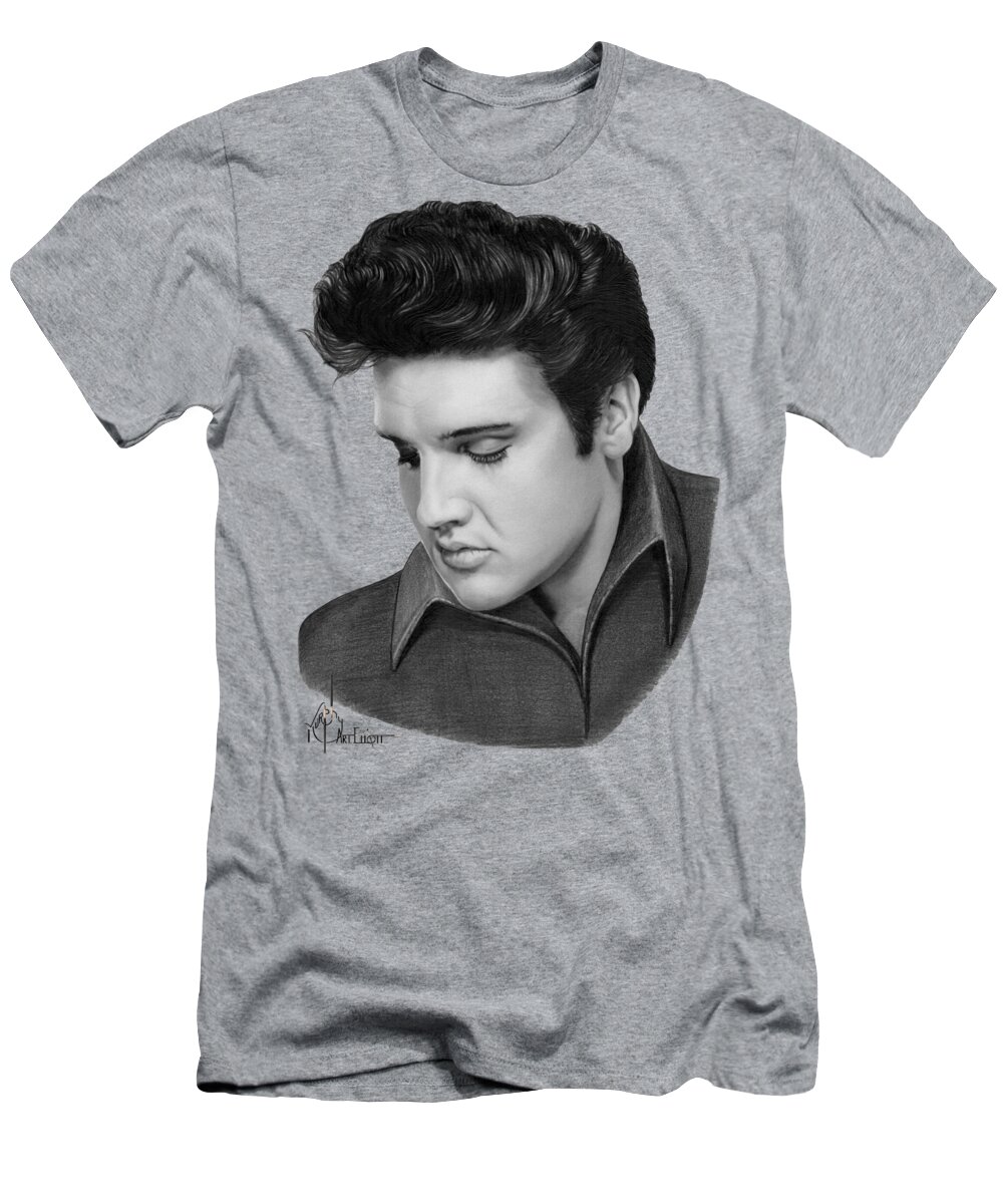 Pencil T-Shirt featuring the drawing Elvis Presley drawing by Murphy Elliott