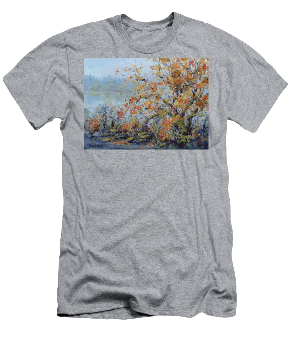 Landscape T-Shirt featuring the painting End of Autumn by Karen Ilari