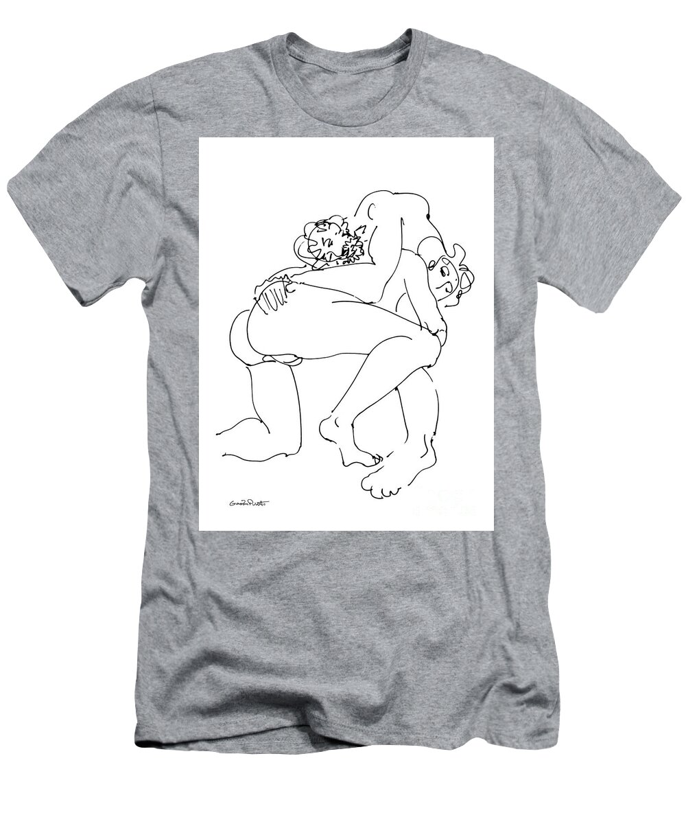 Erotic Renderings T-Shirt featuring the drawing Erotic Art Drawings 14sp by Gordon Punt