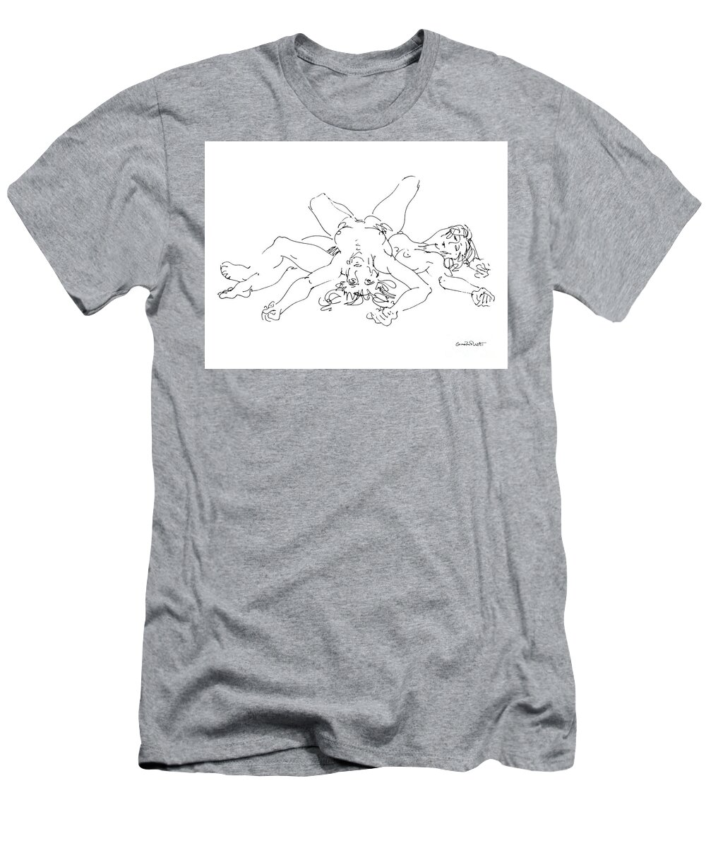 Lesbian T-Shirt featuring the drawing Erotic Art Drawings 4 by Gordon Punt