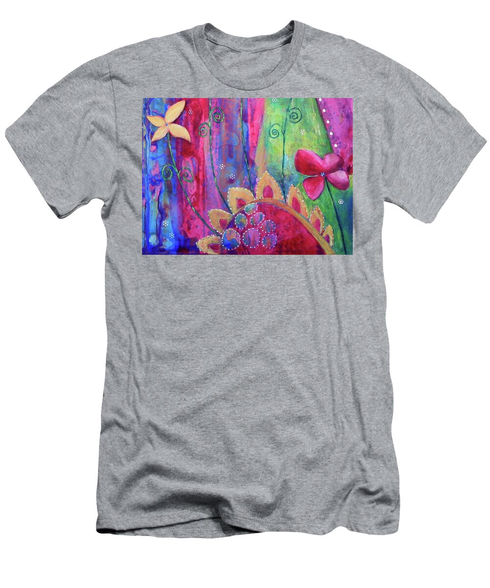 Whimsical T-Shirt featuring the painting Euphoria detail1 by Winona's Sunshyne