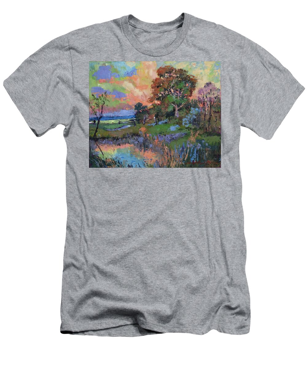 Pastoral T-Shirt featuring the painting Evening Sky California Valley by David Lloyd Glover