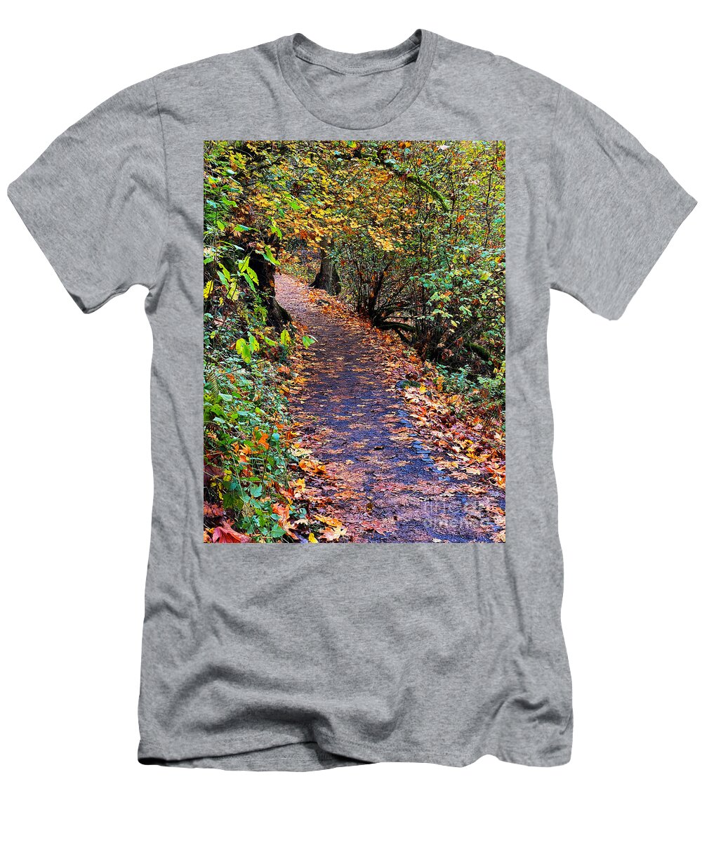 Nature T-Shirt featuring the photograph Fall Forest Path by Jeanette French