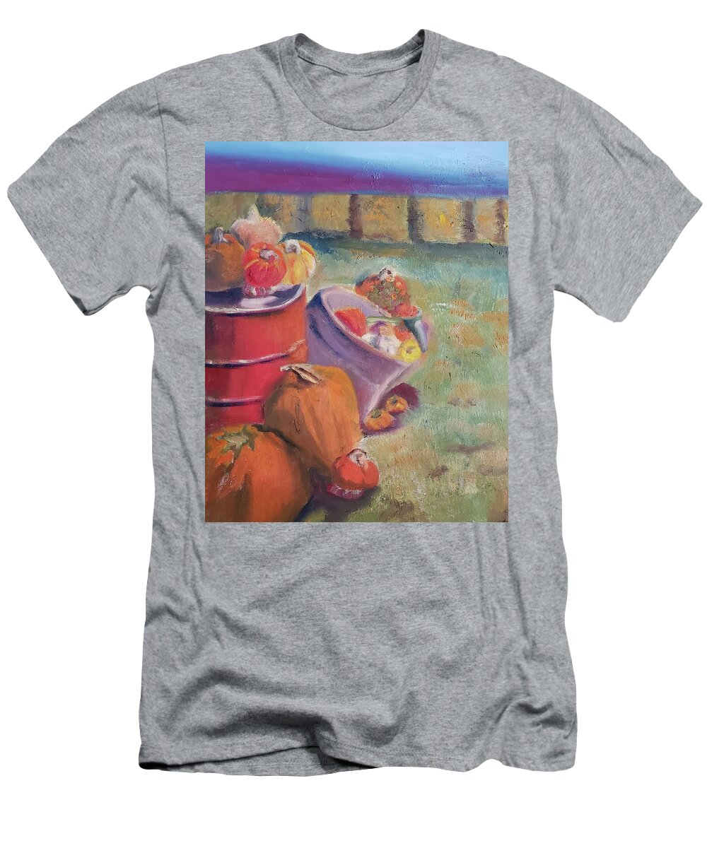  T-Shirt featuring the painting Fall Morning on the Farm by Joseph Eisenhart