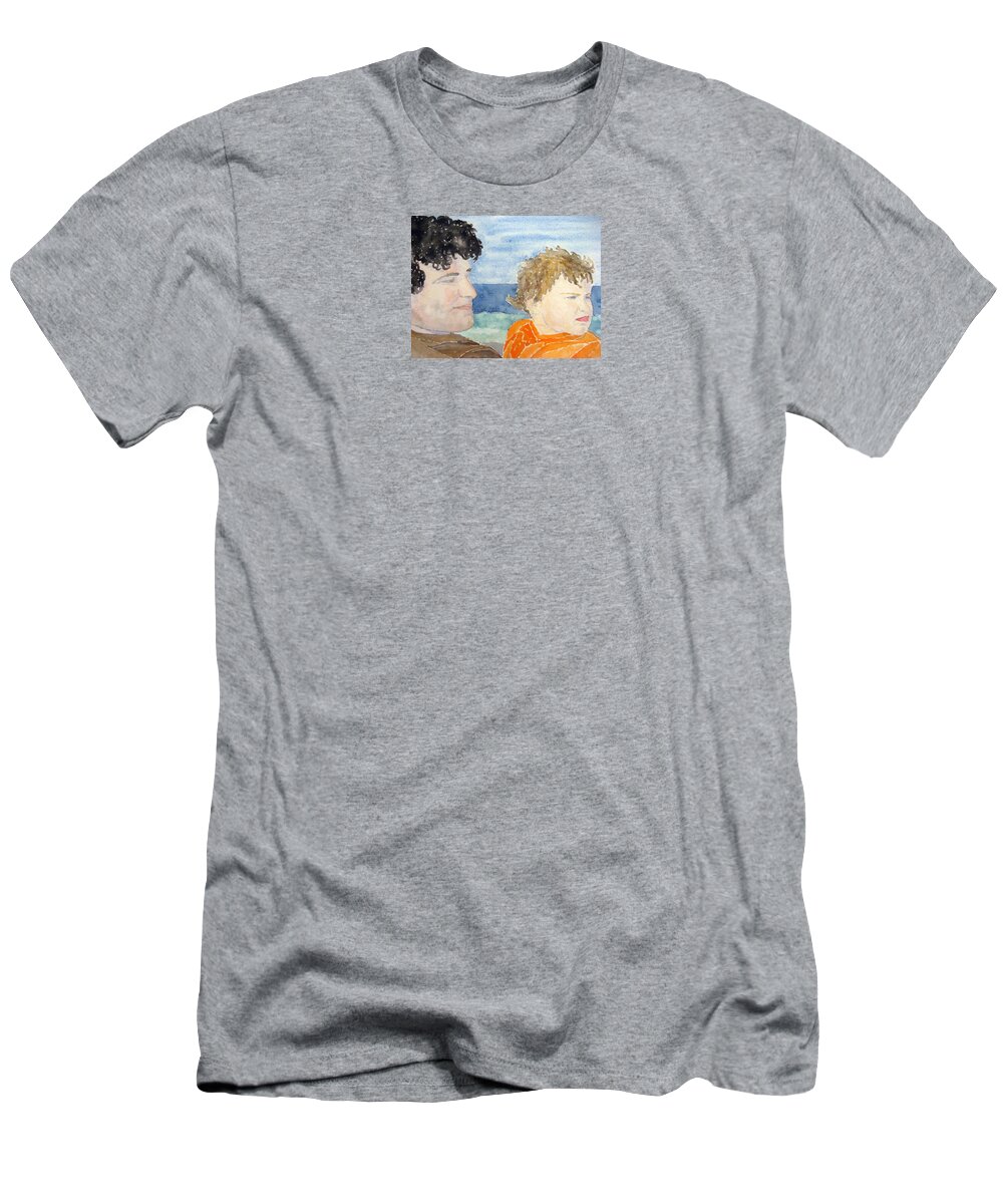 Watercolor T-Shirt featuring the painting Father and Son by John Klobucher