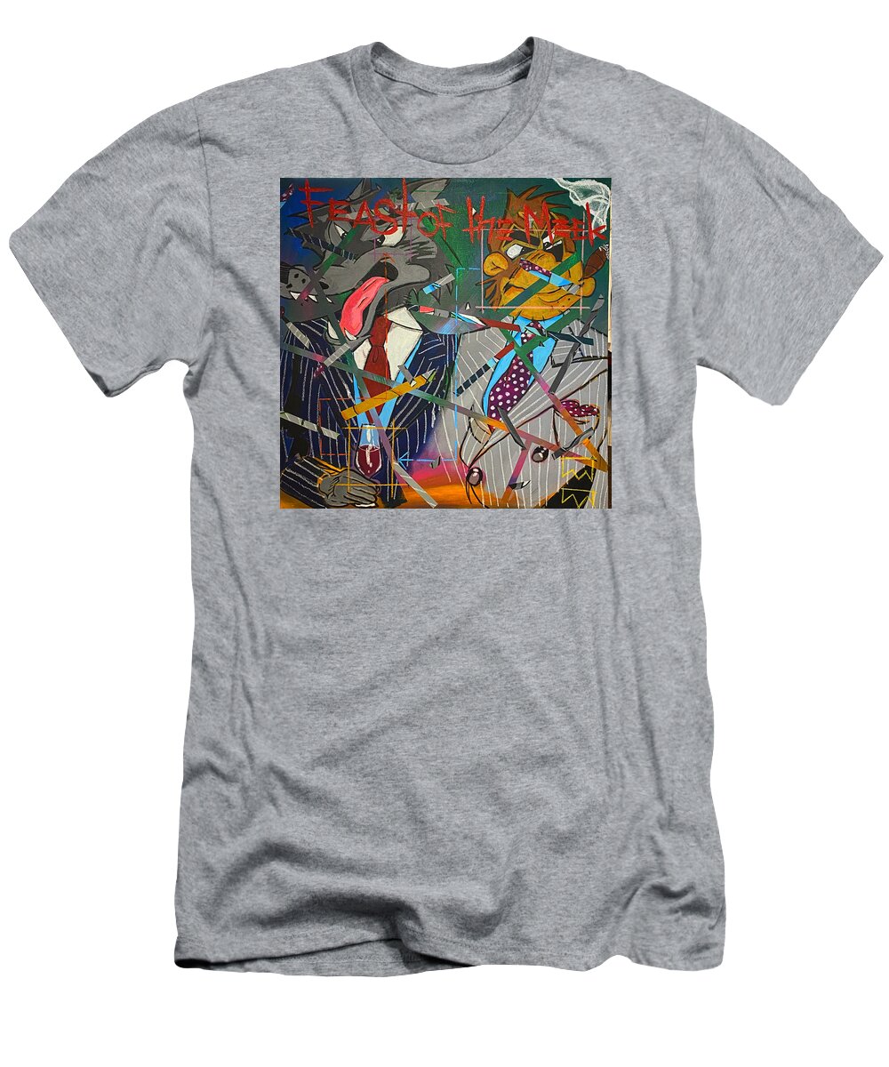 #abstractexpressionism #feastofthemeek #acrylicart #mixedmedia #juliusdewitthannah T-Shirt featuring the mixed media Feast Of The Meek by Julius Hannah