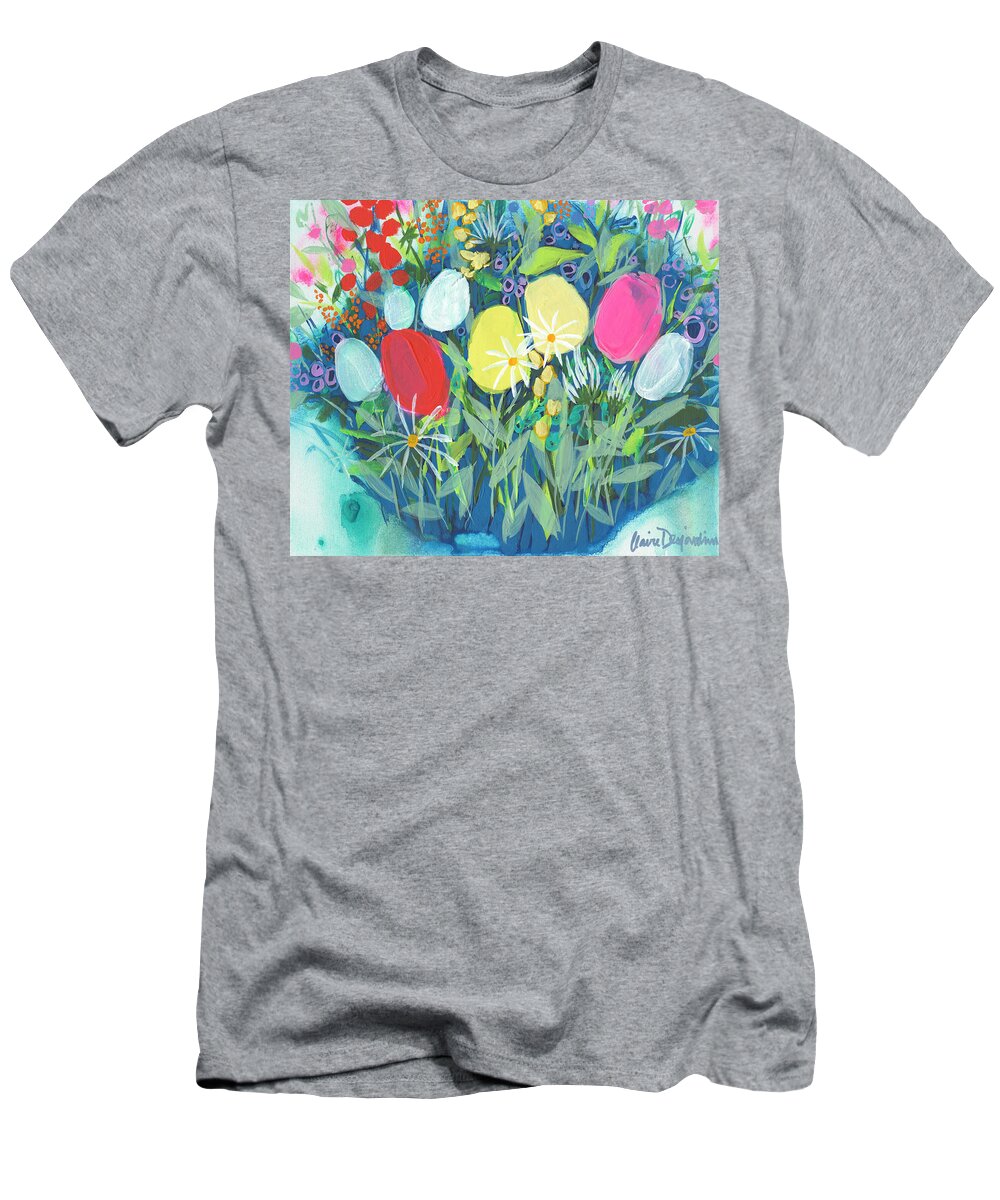 Abstract T-Shirt featuring the painting Feel Like April by Claire Desjardins