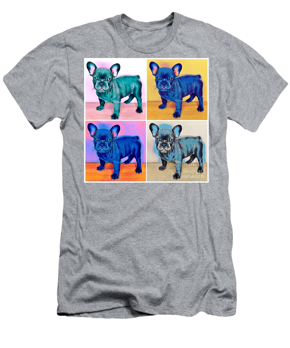 Blue French Bulldog. Frenchie. Dog. Pet. Animals. T-Shirt featuring the photograph Feeling Bully by Denise Railey