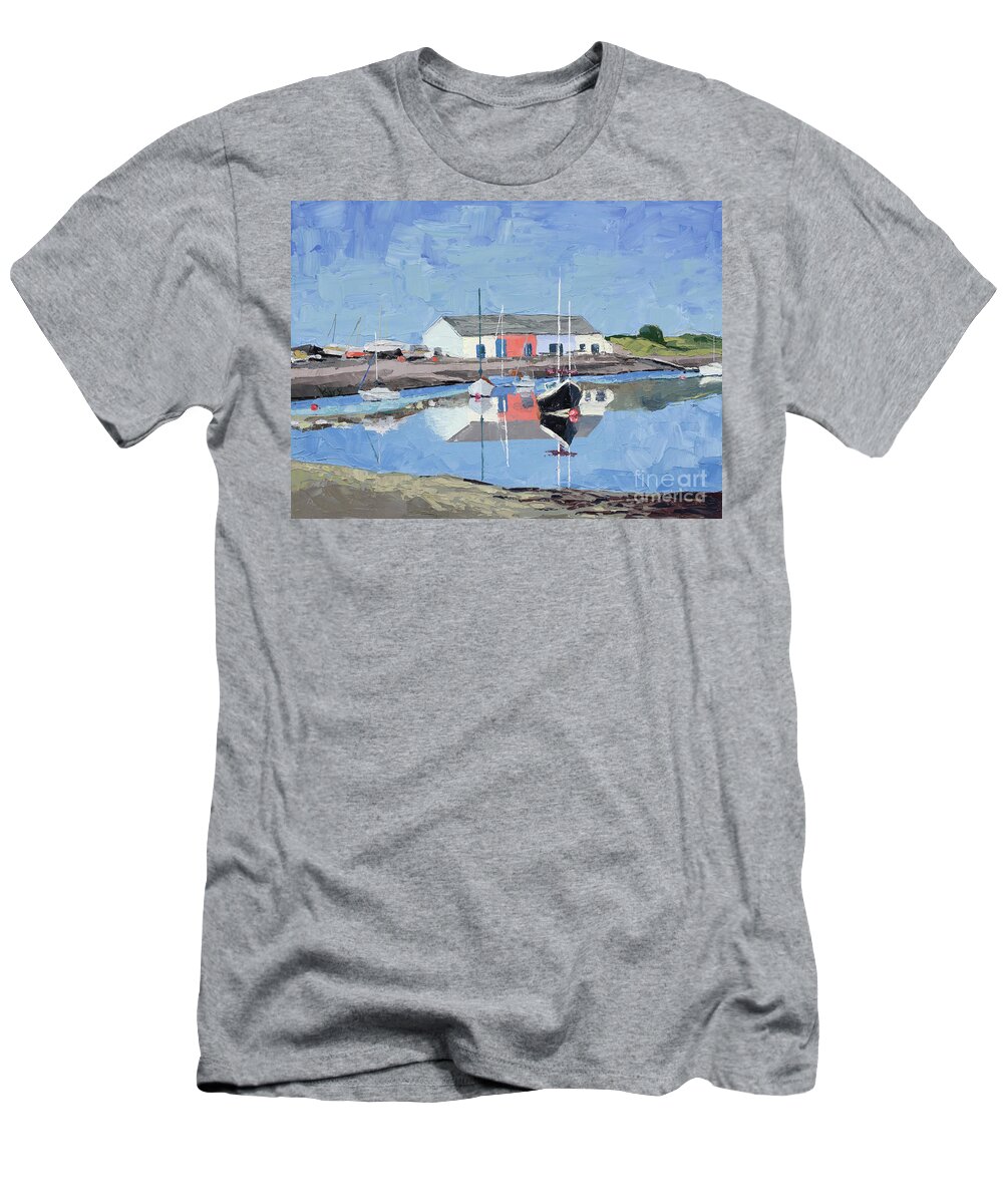 Oil Painting T-Shirt featuring the painting Findhorn Marina, 2015 by PJ Kirk