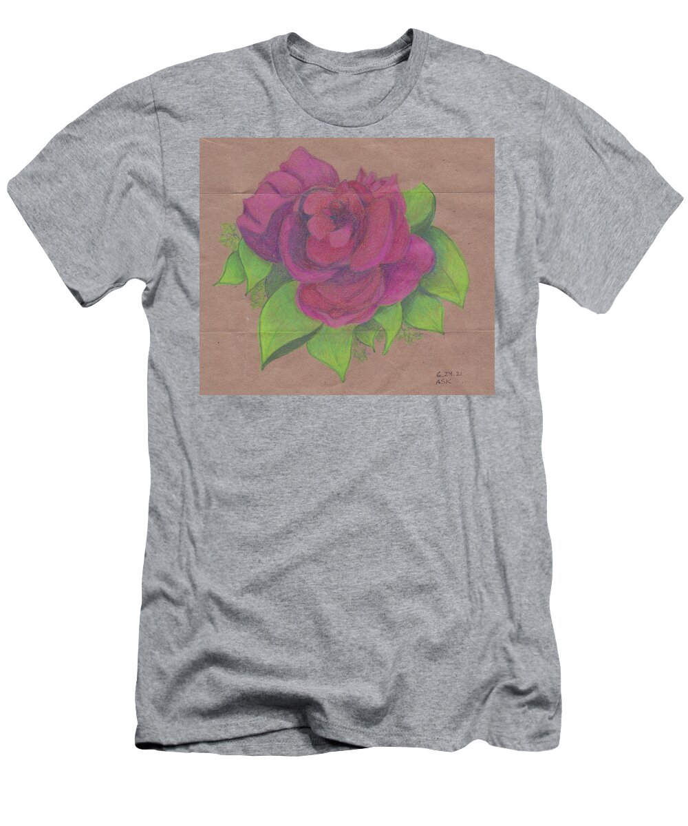Rose T-Shirt featuring the drawing Finding the Extraordinary by Anne Katzeff