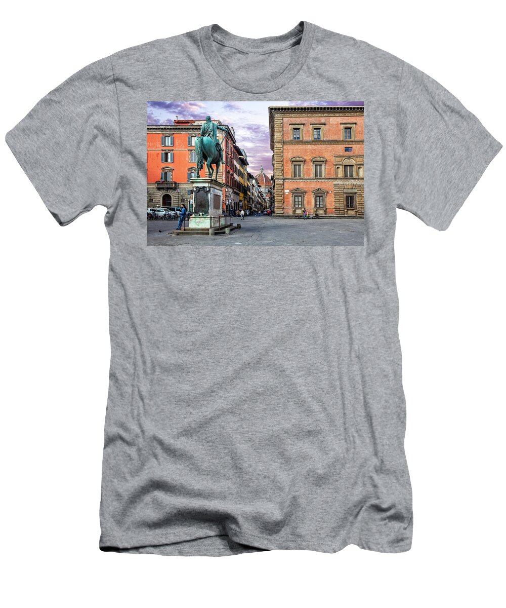 Italy T-Shirt featuring the photograph Florence Italy Piazza by Al Hurley