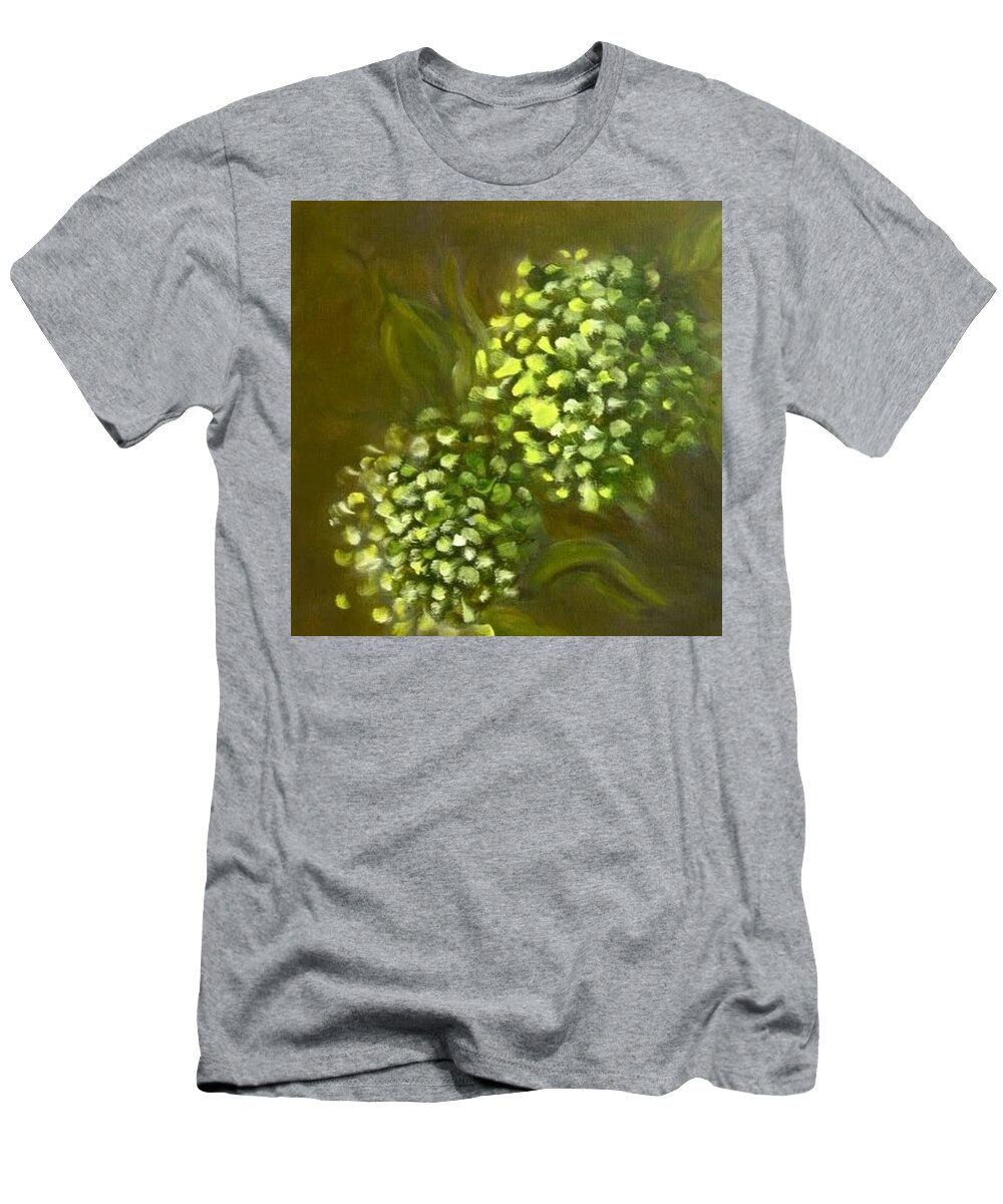 Hydrangea T-Shirt featuring the painting Flowers from my Garden by Juliette Becker