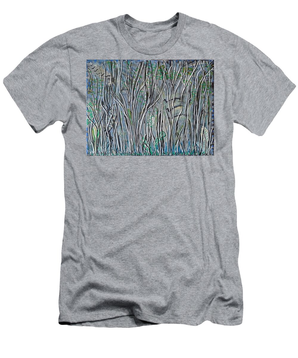 Trees T-Shirt featuring the painting Fly By by Pam O'Mara