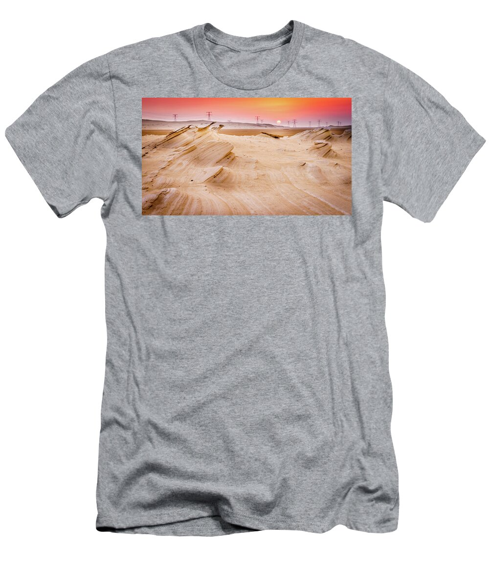 Abu Dhabi T-Shirt featuring the photograph Fossil Dunes at sunset by Alexey Stiop
