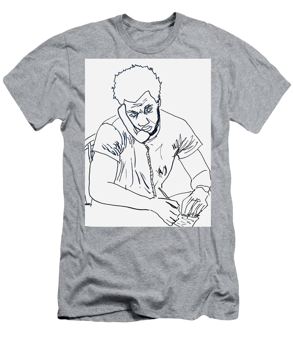 Sketch T-Shirt featuring the mixed media Fred Hampton by Oriel Ceballos