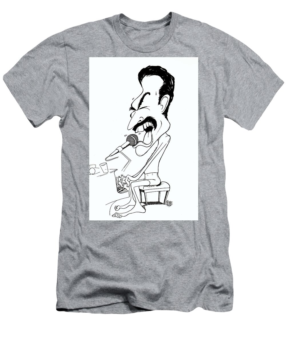 Queen T-Shirt featuring the drawing Freddie Mercury by Michael Hopkins