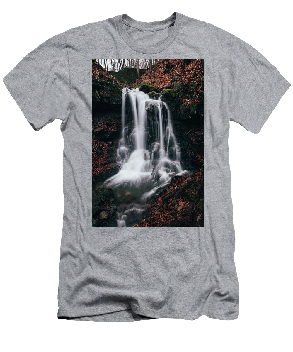 Splash T-Shirt featuring the photograph Frosty waterfall Tosanovsky in Czech republic by Vaclav Sonnek