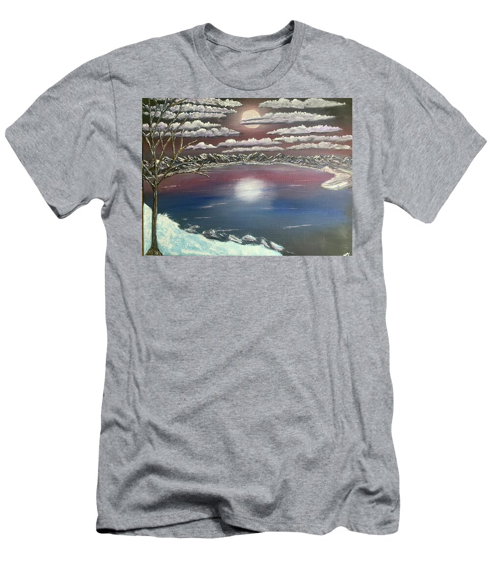 Winter T-Shirt featuring the painting Frozen by Lisa White