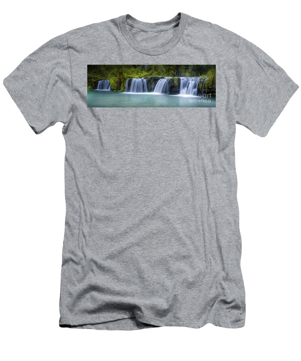 Waterfalls. Nature T-Shirt featuring the photograph Frozen Mountain Waterfalls by Marco Crupi