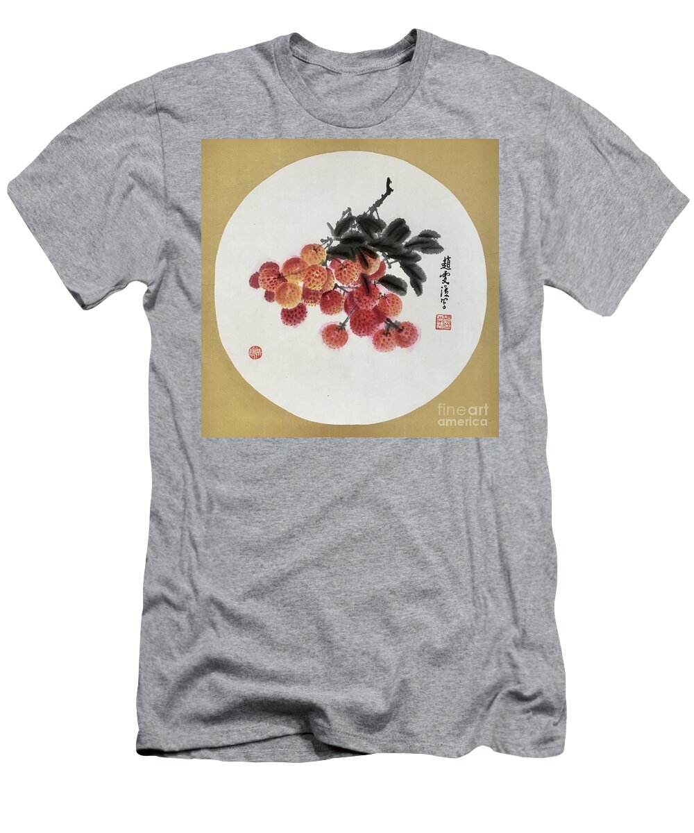 Litchi T-Shirt featuring the painting Fruit Litchi by Carmen Lam