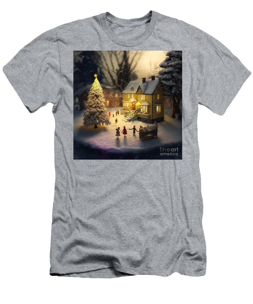 Outdoor T-Shirt featuring the mixed media Fun Winter Scene by Jay Schankman