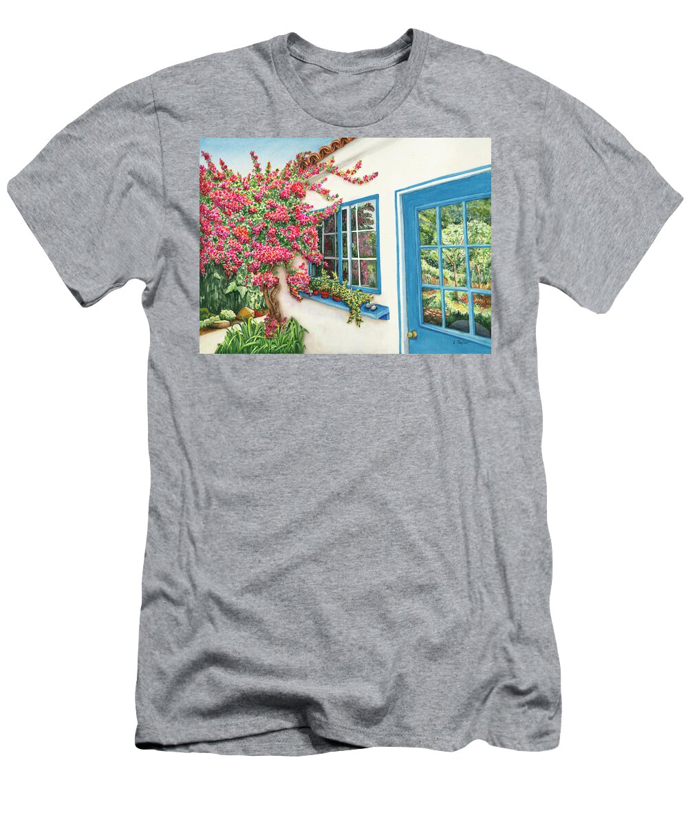Bungalow T-Shirt featuring the painting Garden Bungalow by Lori Taylor