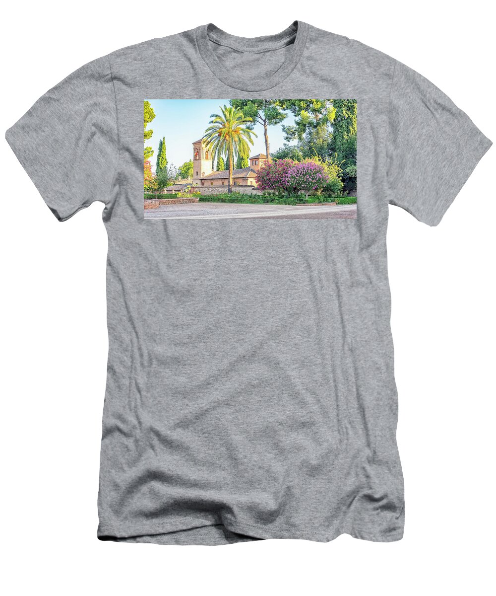 Alhambra T-Shirt featuring the photograph Garden in Granada by Manjik Pictures