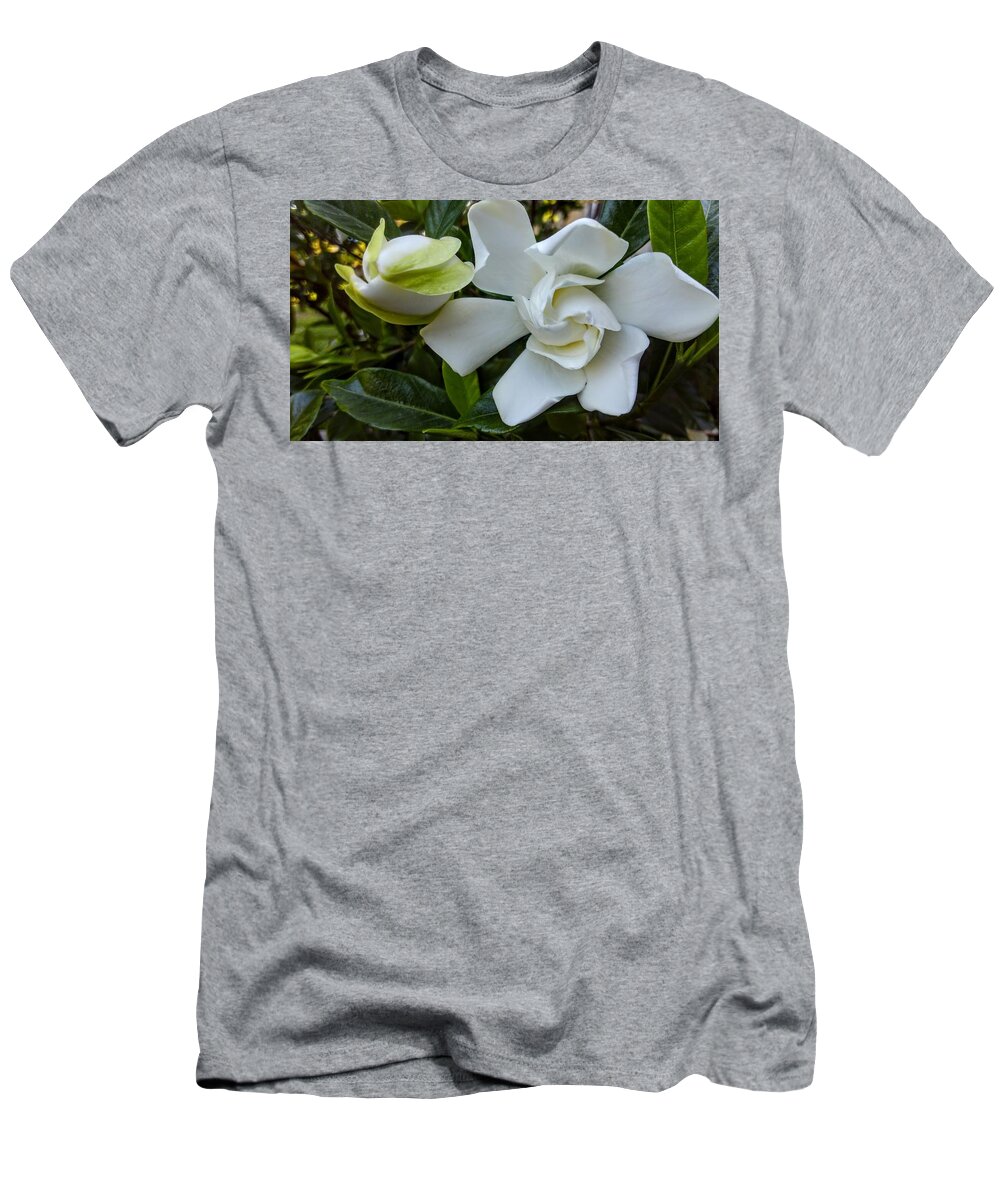  T-Shirt featuring the photograph Gardenias by Heather E Harman