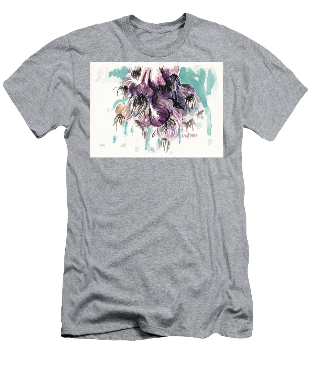 Garlic T-Shirt featuring the painting Garlic Flowers by George Cret