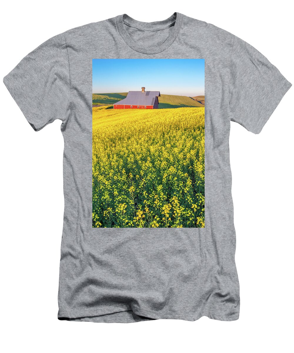 Outdoors T-Shirt featuring the photograph Genesee Canola and Barn II by Doug Davidson