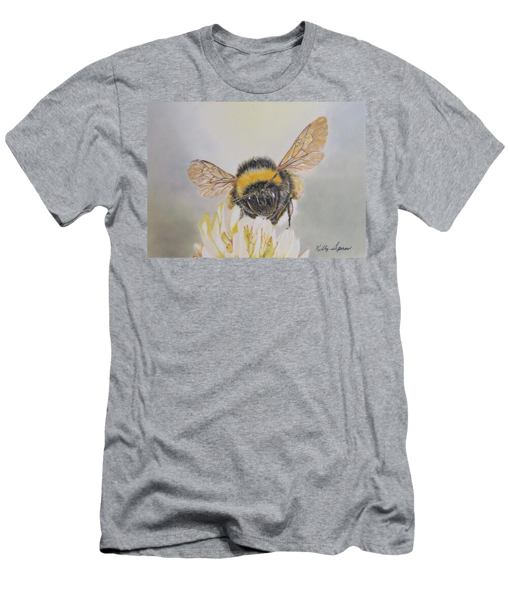 Bee T-Shirt featuring the drawing Gently Collecting by Kelly Speros