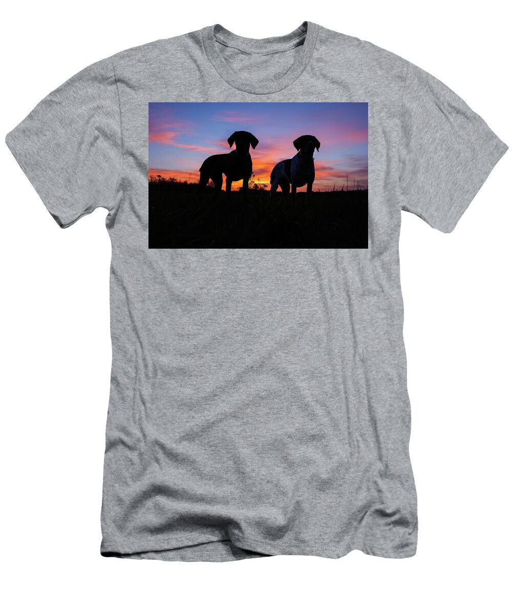 German Shorthaired T-Shirt featuring the photograph German Shorthaired Pointers by Brook Burling