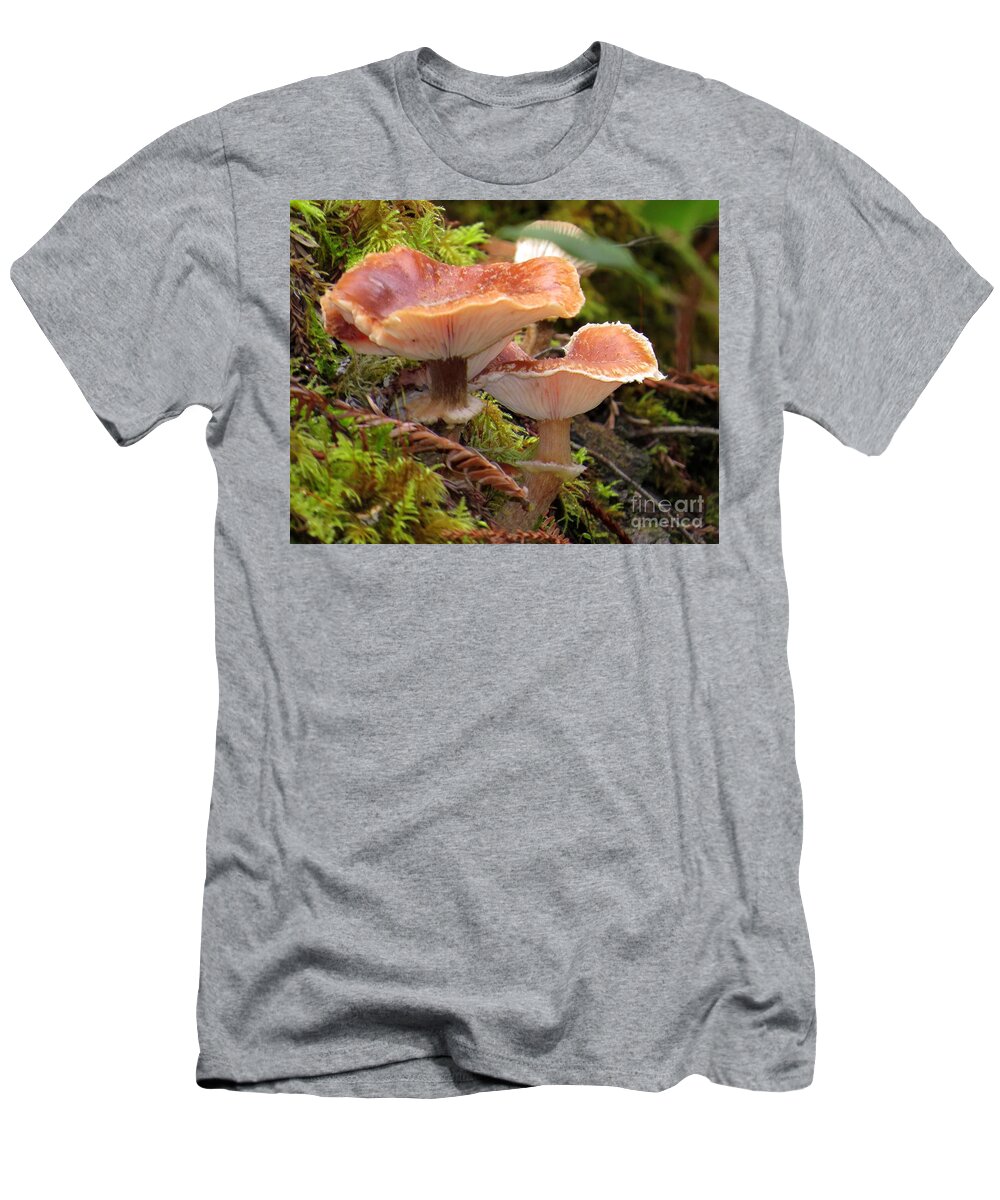 Gilled T-Shirt featuring the photograph Gilled And Ringed Mushrooms by Linda Vanoudenhaegen