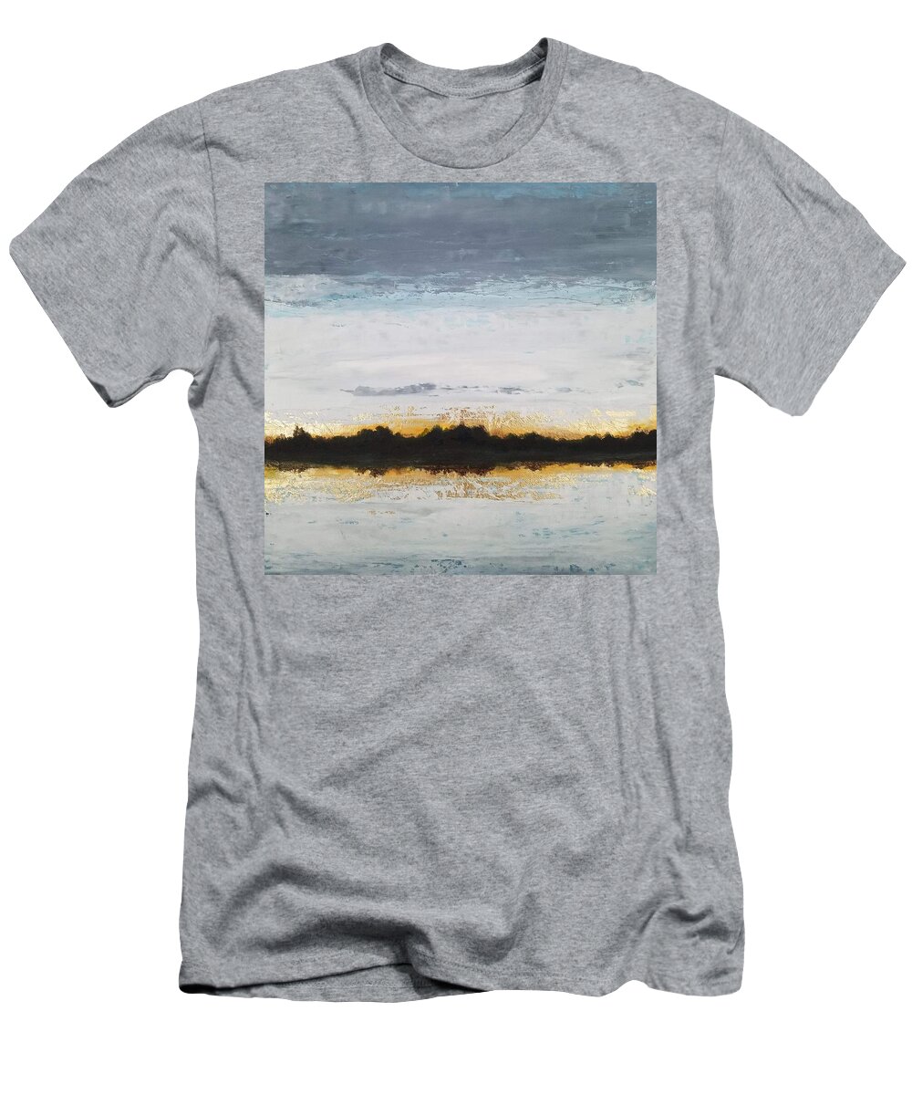  T-Shirt featuring the painting Gold Horizon Reflected by Caroline Philp
