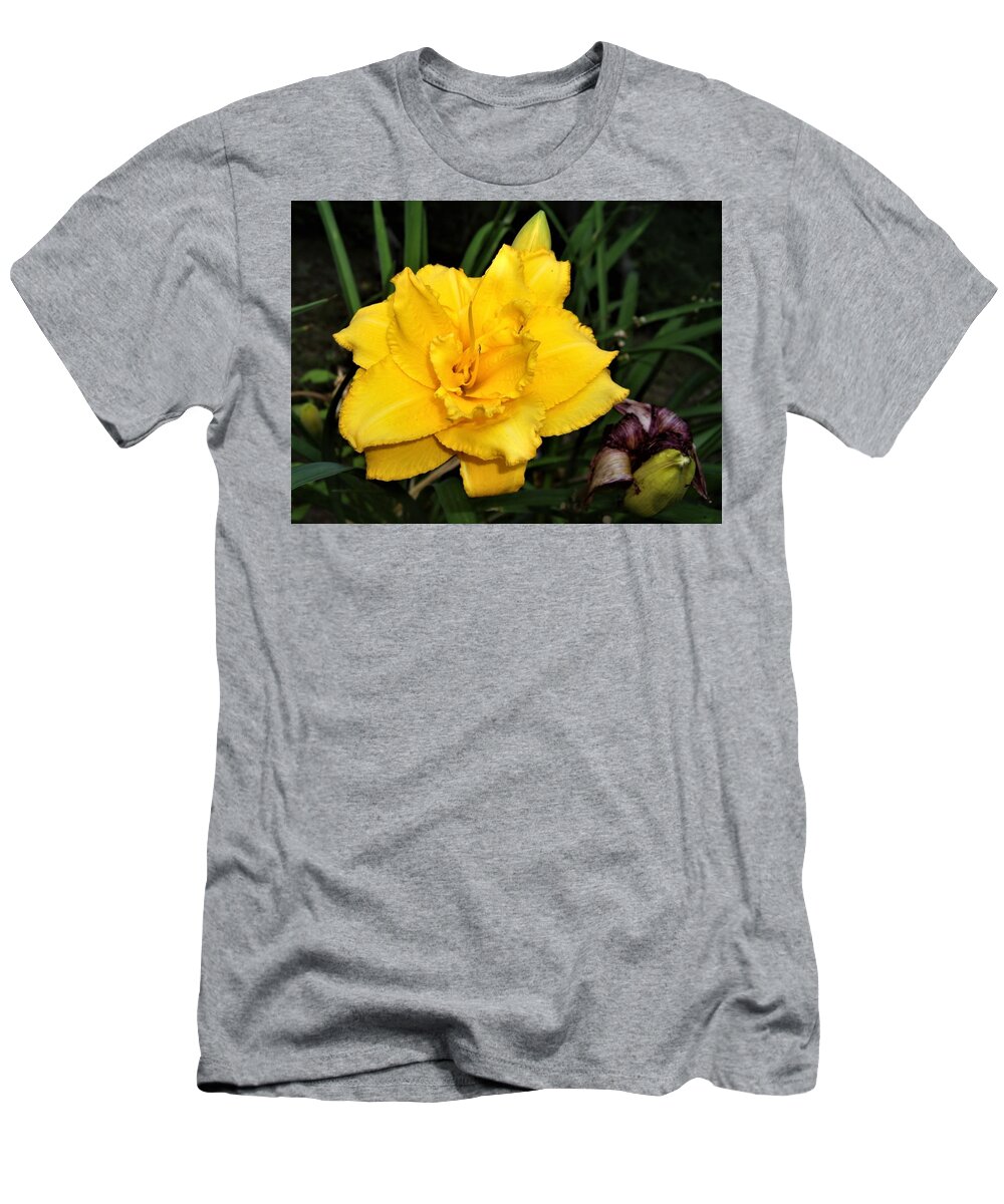 Flower T-Shirt featuring the photograph Gold Ruffled Day Lily by Nancy Ayanna Wyatt