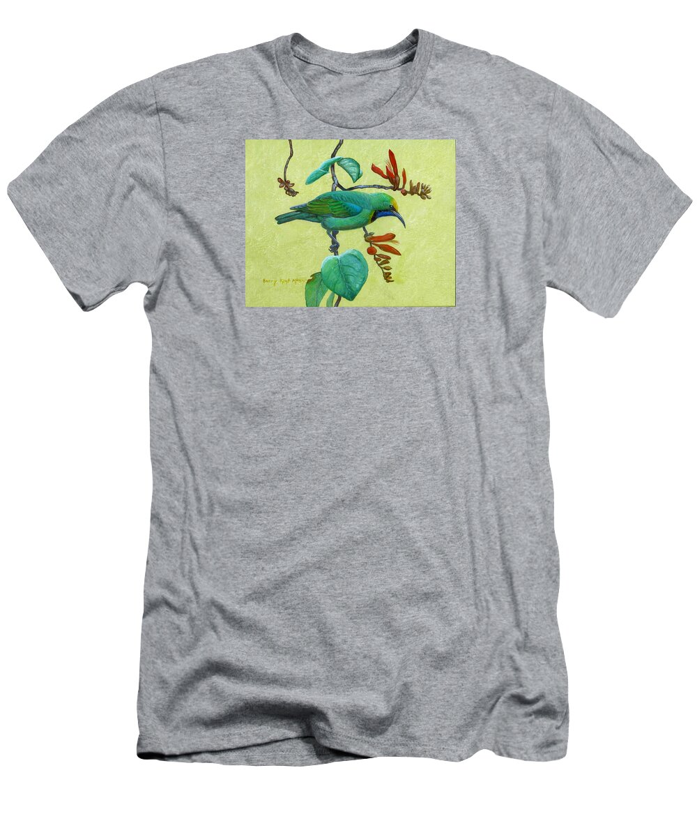 Golden-fronted Leafbird T-Shirt featuring the painting Golden-fronted Leafbird by Barry Kent MacKay